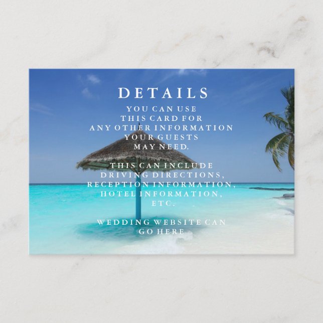 Carte D'accompagnement Blue Sea Waves et Sand Beach Informations de maria (Devant)