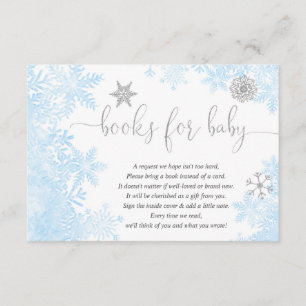 Carte D'accompagnement Blue silver snowflake garçon baby shower demande d
