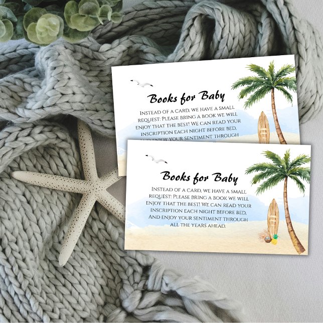 Carte D'accompagnement Blue Sky Beach Surfing Livres Pour Baby shower (Blue Sky Beach Surfing Books For Baby Shower Enclosure Card)
