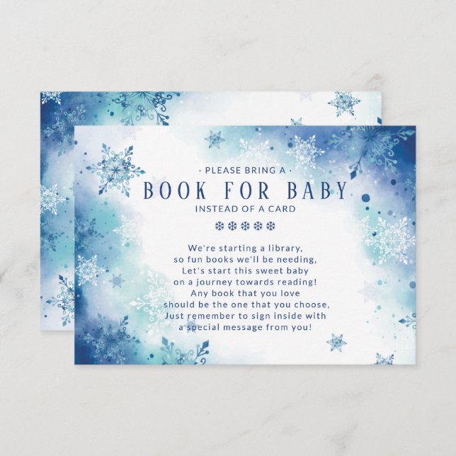 Carte D'accompagnement Blue Snowflakes Boys Baby shower Book for Baby (Devant / Derrière)
