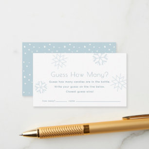 Carte D'accompagnement Blue Snowflakes Devine Combien de Baby showers jeu
