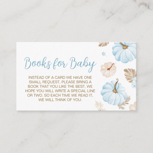 Carte D'accompagnement Blue Sweet Little Citrouille Fall Bébé Livres pour (Devant)