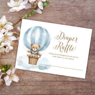 Carte D'accompagnement Blue Teddy Bear Boy Baby shower Déchets Raffle