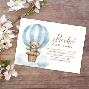 Carte D'accompagnement Blue Teddy Bear Boy Baby shower Livres pour bébé
