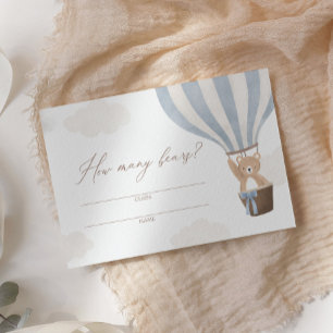 Carte D'accompagnement Blue Teddy Bear Hot Air Balloon Devine Combien