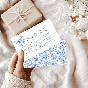 Carte D'accompagnement Blue Toile Bow Livre Vintage pour Baby shower