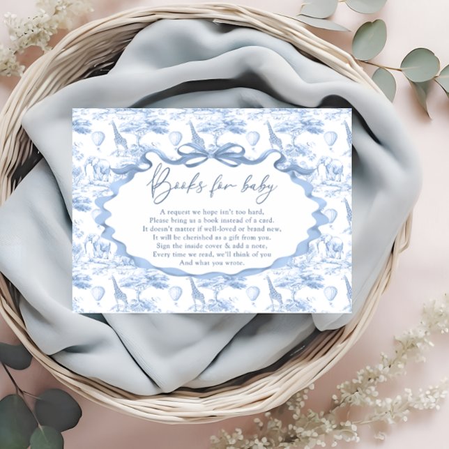 Carte D'accompagnement Blue Toile Safari Animaux Livres Pour Bébé Billet (Créateur téléchargé)