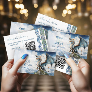 Carte D'accompagnement Blue Turquoise Celtic Dragon QR Code Mariage