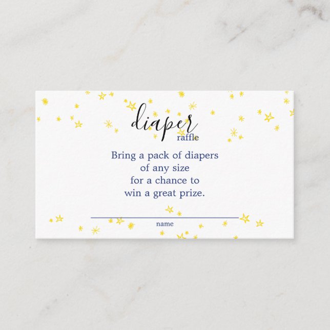 Carte D'accompagnement Blue Twinkle Little Star Baby shower Diaper Raffle (Devant)