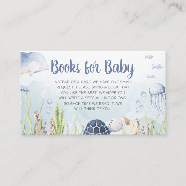 Carte D'accompagnement Blue Under the Sea Baby Shower Books for Baby (Devant)