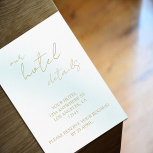 Carte D'accompagnement Blue Watercolor Wave Mariage Hotel