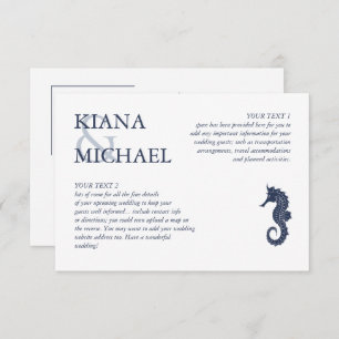Carte D'accompagnement Blue Wave Seahorse Détails du Mariage ID836