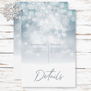 Carte D'accompagnement Blue Winter Snow Modern Mariage Détails