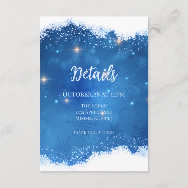Carte D'accompagnement Blue Winter Wonderland Details Card | Snowflakes (Devant)