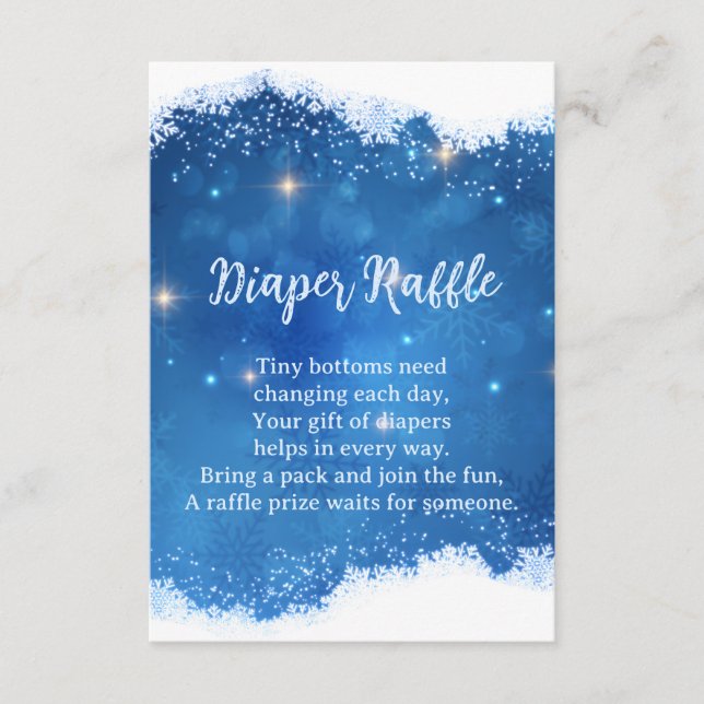 Carte D'accompagnement Blue Winter Wonderland Diaper Raffle Card (Devant)