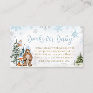 Carte D'accompagnement Blue Winter Woodland Animaux Livres pour bébé