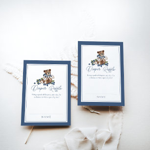 Carte D'accompagnement Blueberry Bear Bébé Garçon Douche Déchets Raffle