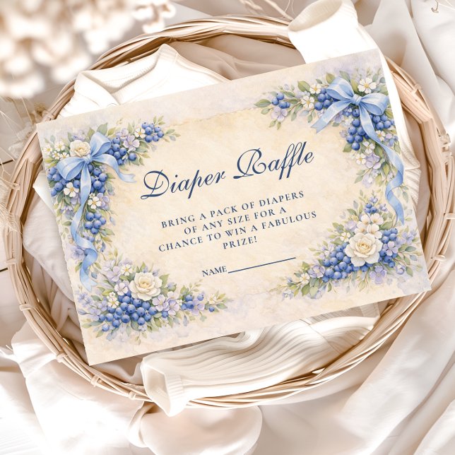 Carte D'accompagnement Blueberry Garden Bow Baby Shower Diapper Raffle (Créateur téléchargé)