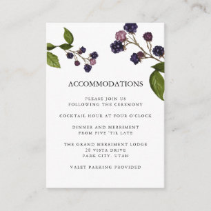Carte D'accompagnement Blueberry   Hébergement hôtelier MARIAGE
