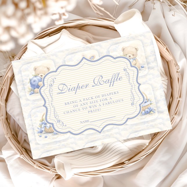 Carte D'accompagnement Blueberry Teddy Garden Toile Diapper Raffle (Créateur téléchargé)