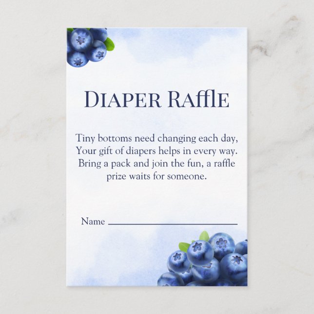 Carte D'accompagnement Blueberry Watercolor Diaper Raffle Ticket Insert (Devant)