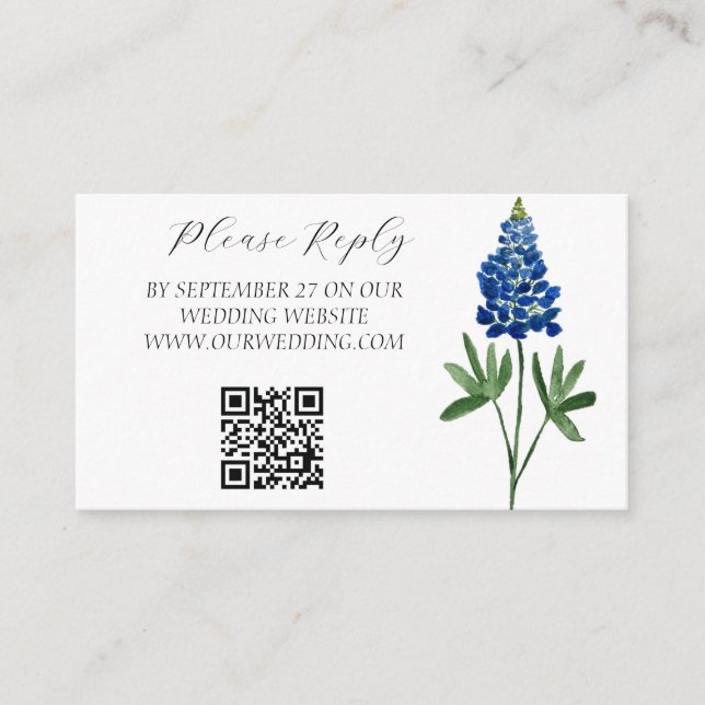 Carte D'accompagnement Bluebonnets Aquarelle Fleurs Mariage Floral (Devant)