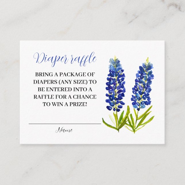 Carte D'accompagnement Bluebonnets Texas Floral Diaper Baby shower Raffin (Devant)