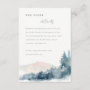 CARTE D'ACCOMPAGNEMENT BLUSH DUSKY BLUE MOUNTAINS PINE DÉTAILS DU MARIAGE