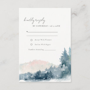CARTE D'ACCOMPAGNEMENT BLUSH DUSKY BLUE MOUNTAINS PINE MARIAGE RSVP