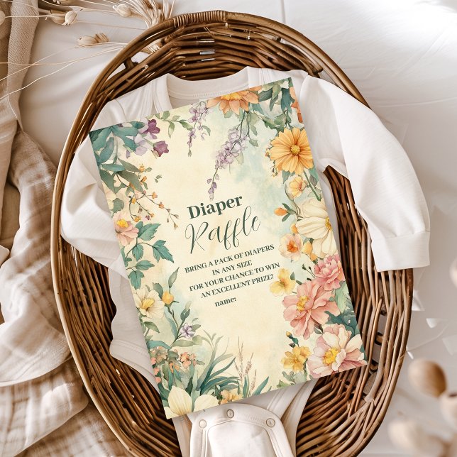 Carte D'accompagnement Blush Floral Baby in Bloom Diapper Raffle (Créateur téléchargé)