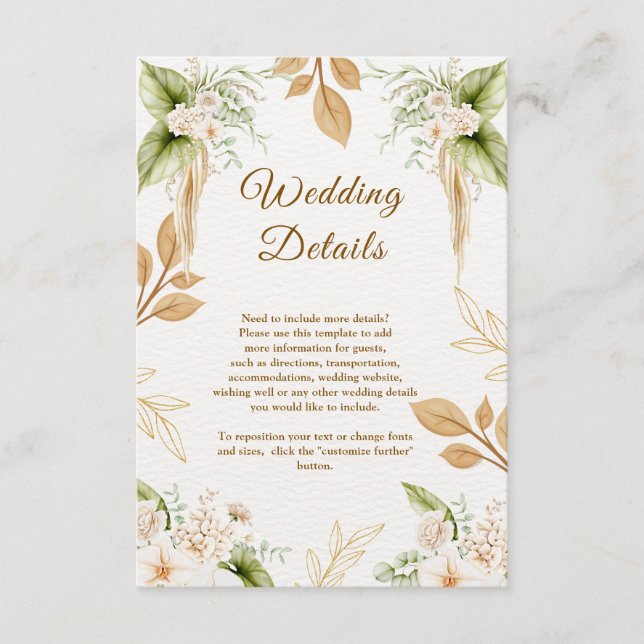 Carte D'accompagnement Blush Floral Gold Geometric wedding (Devant)
