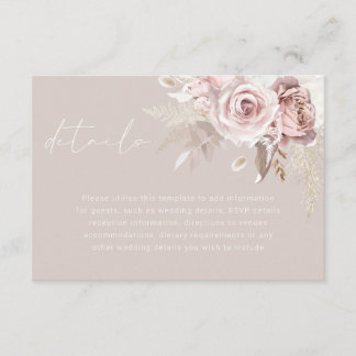 Carte D'accompagnement Blush Floral Gorgeous Wedding Details
