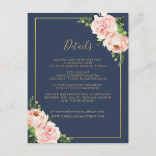 Carte D'accompagnement Blush Floral Mariage Informations sur l'invité