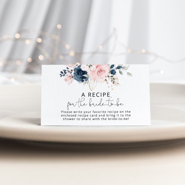 Carte D'accompagnement Blush floral marine Recette pour que la mariée soi (Créateur téléchargé)