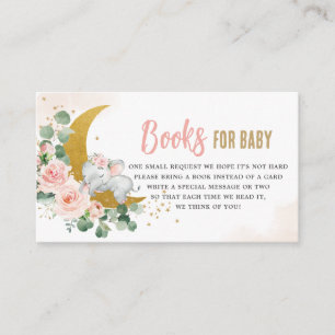 Carte D'accompagnement Blush Floral Moon Cute Elephant Livres pour bébé