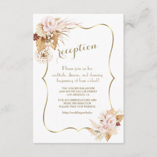 Carte D'accompagnement Blush Floral Pampas Grass Gold Détails du Mariage