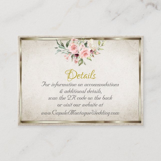 Carte D'accompagnement Blush Floral, QR Code - Cream (Devant)