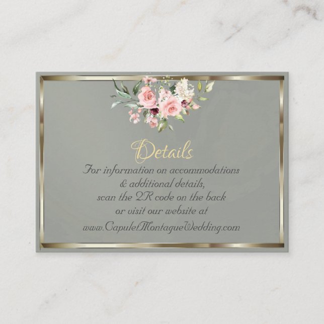 Carte D'accompagnement Blush Floral, QR Code - Sage (Devant)