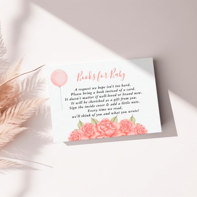 Carte D'accompagnement Blush Floral Rose Livres pour bébé (Créateur téléchargé)