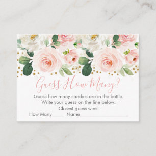 Carte D'accompagnement Blush & Gold Floral Devinez Combien De Jeu De Douc