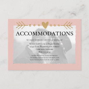 Carte D'accompagnement Blush Modern Photo Gold Hearts Hébergements