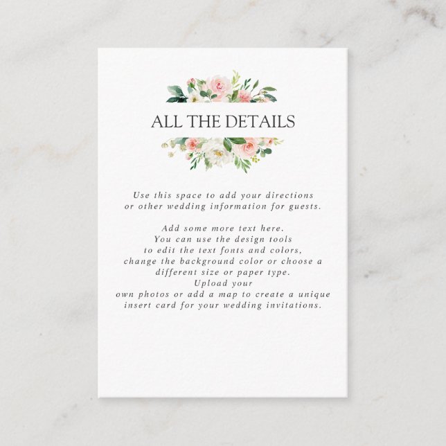 Carte D'accompagnement Blush moderne | MARIAGE rose tous les détails (Devant)