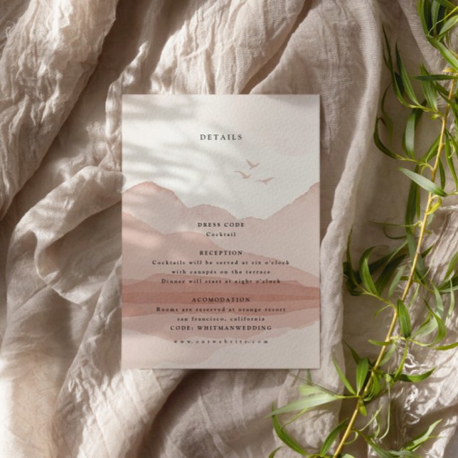 Carte D'accompagnement Blush Mountain Range Destination Détails du mariag (Créateur téléchargé)