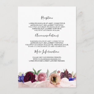 Carte D'accompagnement Blush Navy Bourgogne Information Mariage