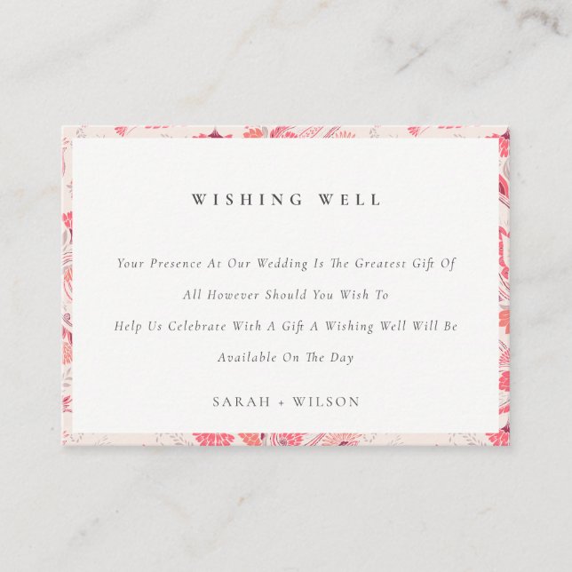 Carte D'accompagnement Blush Paisley Typographie Mariage (Devant)