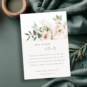 Carte D'accompagnement Blush Peonies Eucalyptus Foliage Détails du Mariag