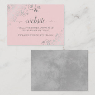 Carte D'accompagnement Blush Pink avec/ Elegant Mariage de dentelle d'arg