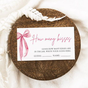Carte D'accompagnement Blush Pink Bow Devine Combien De Baisers Jeu