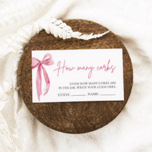 Carte D'accompagnement Blush Pink Bow Devine Combien De Corks Jeu