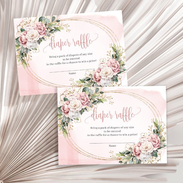 Carte D'accompagnement Blush Pink Floral Greenery Girl Baby Raffle Insert (Blush Pink Floral Greenery Girl Baby Raffle Insert)